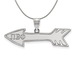 Sterling Silver Pi Beta Phi Medium Pendant Necklace - 24 Inch